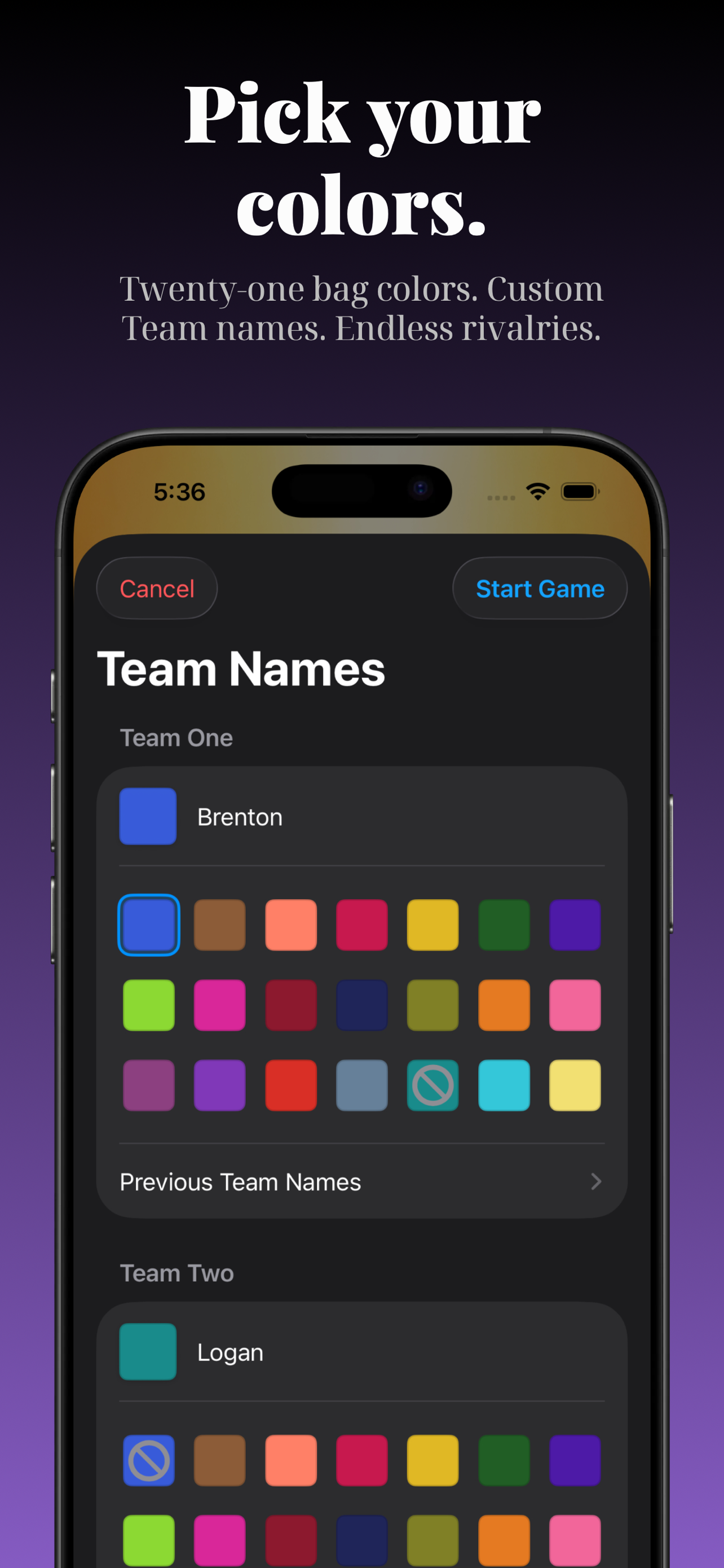Pick your colors.